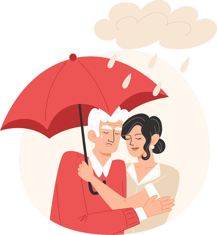 Man and woman under an umbrella